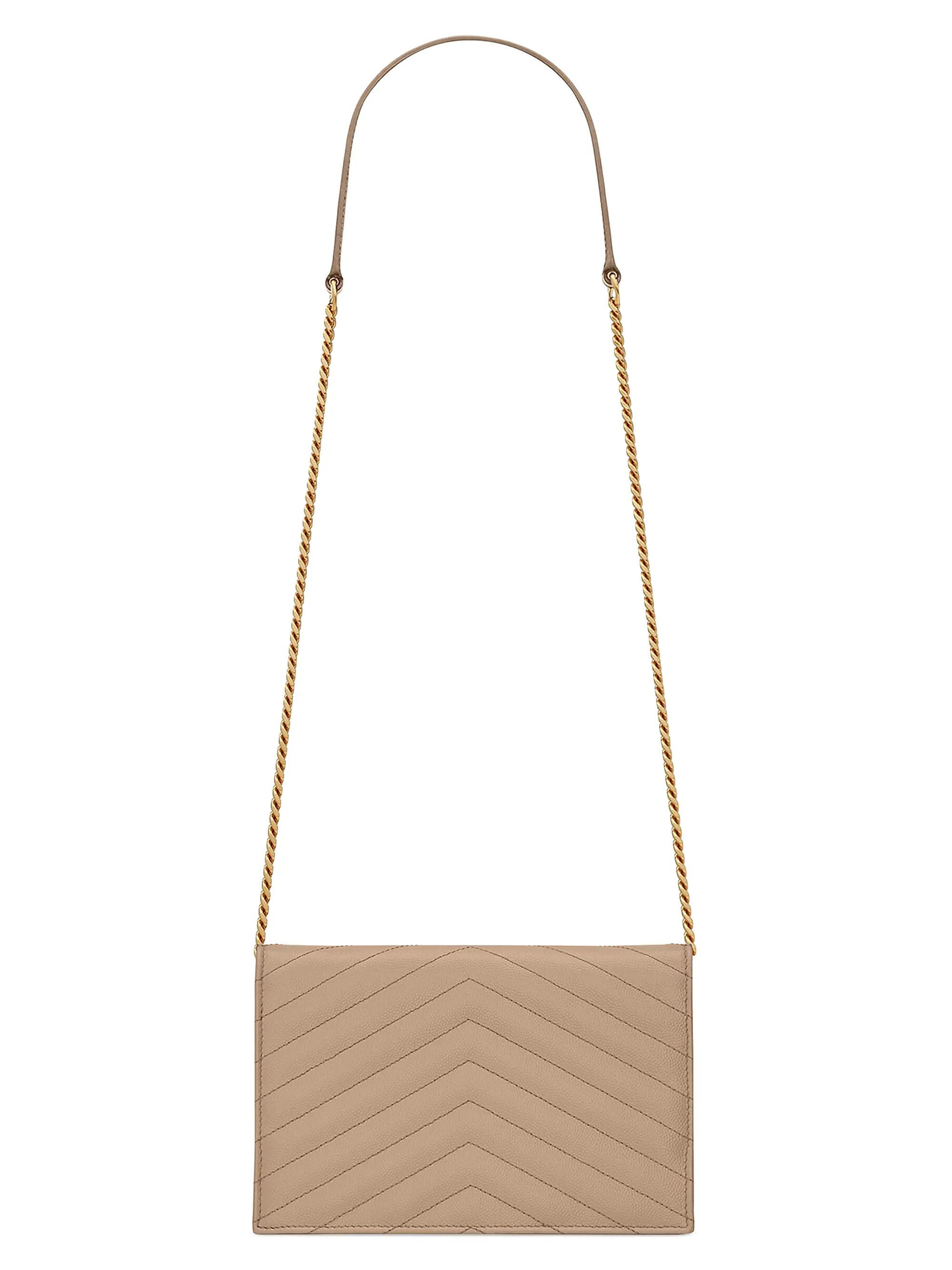 Saint Laurent Cassandre Envelope Chain Wallet in Grain De Poudre Leather | Saks Fifth Avenue | Saks Fifth Avenue