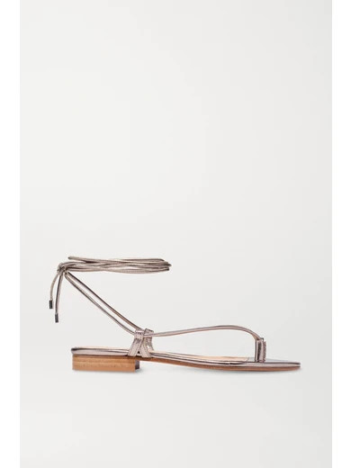 Emme Parsons - Ava Metallic Leather Sandals - Platinum | NET-A-PORTER (US)