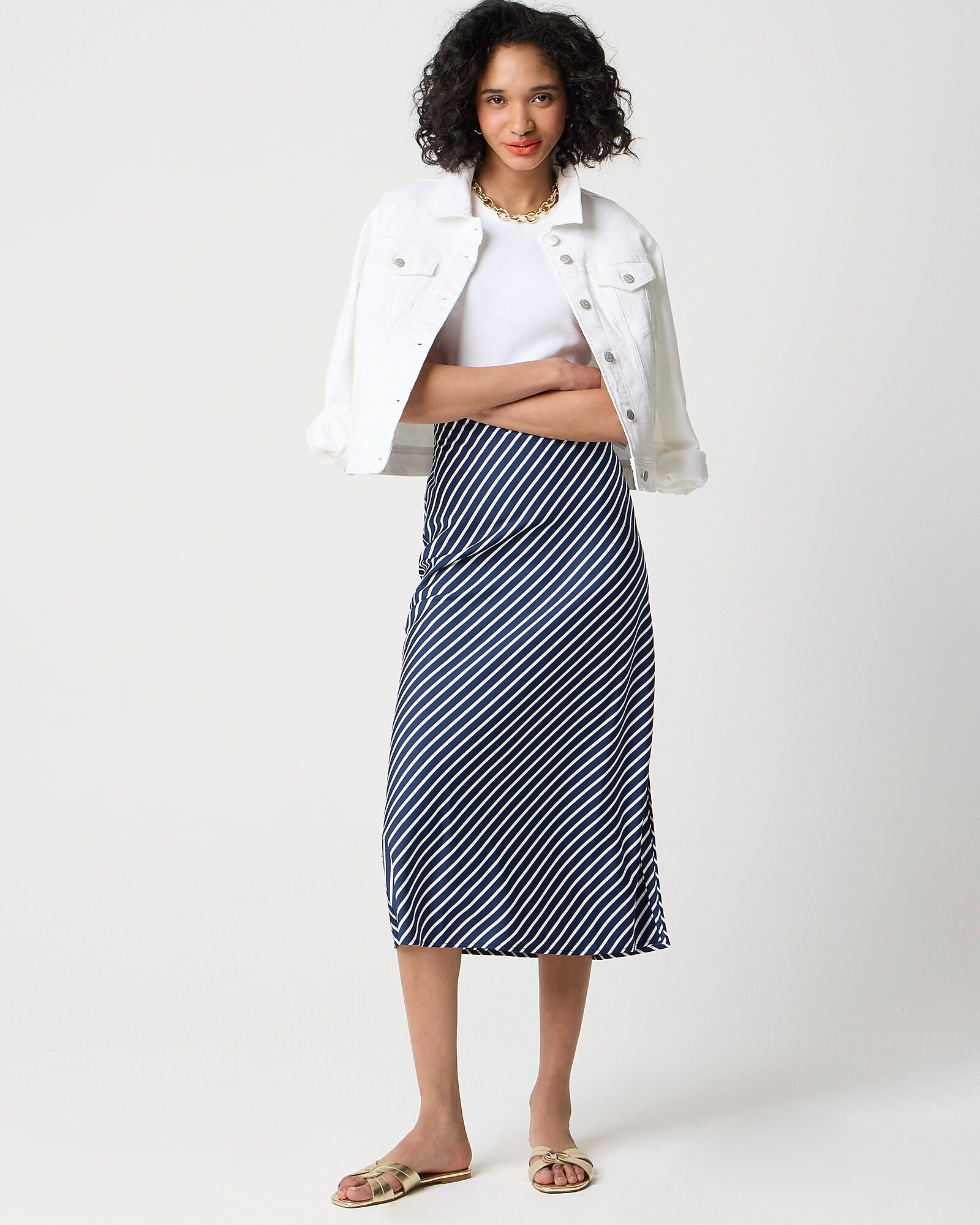 Striped maxi slip skirt | J.Crew Factory