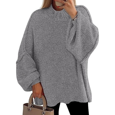 PRETTYGARDEN Women's Fall Oversized Sweaters Chunky Knit Mock Neck Long Sleeve Casual Trendy Pullover Winter Clothes | Walmart (US)