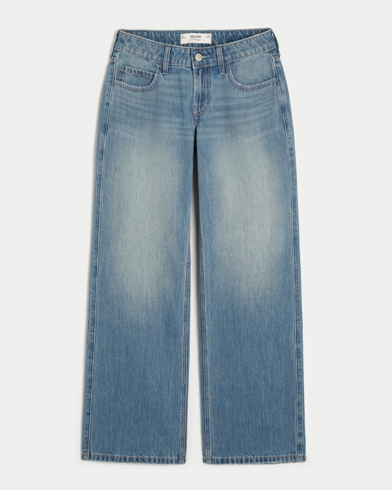 Women's Low Rise Medium Wash Baggy Jeans from Hollister | Hollister (US)