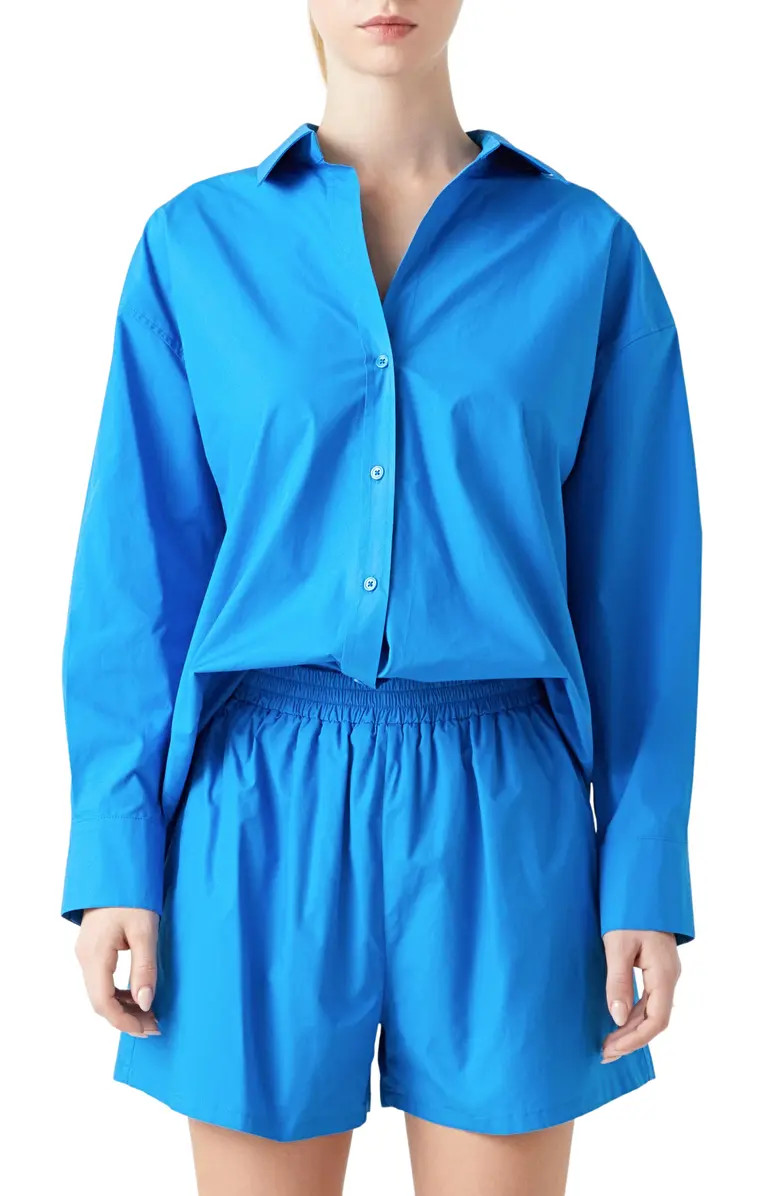 Oversize Cotton Button-Up Shirt | Nordstrom