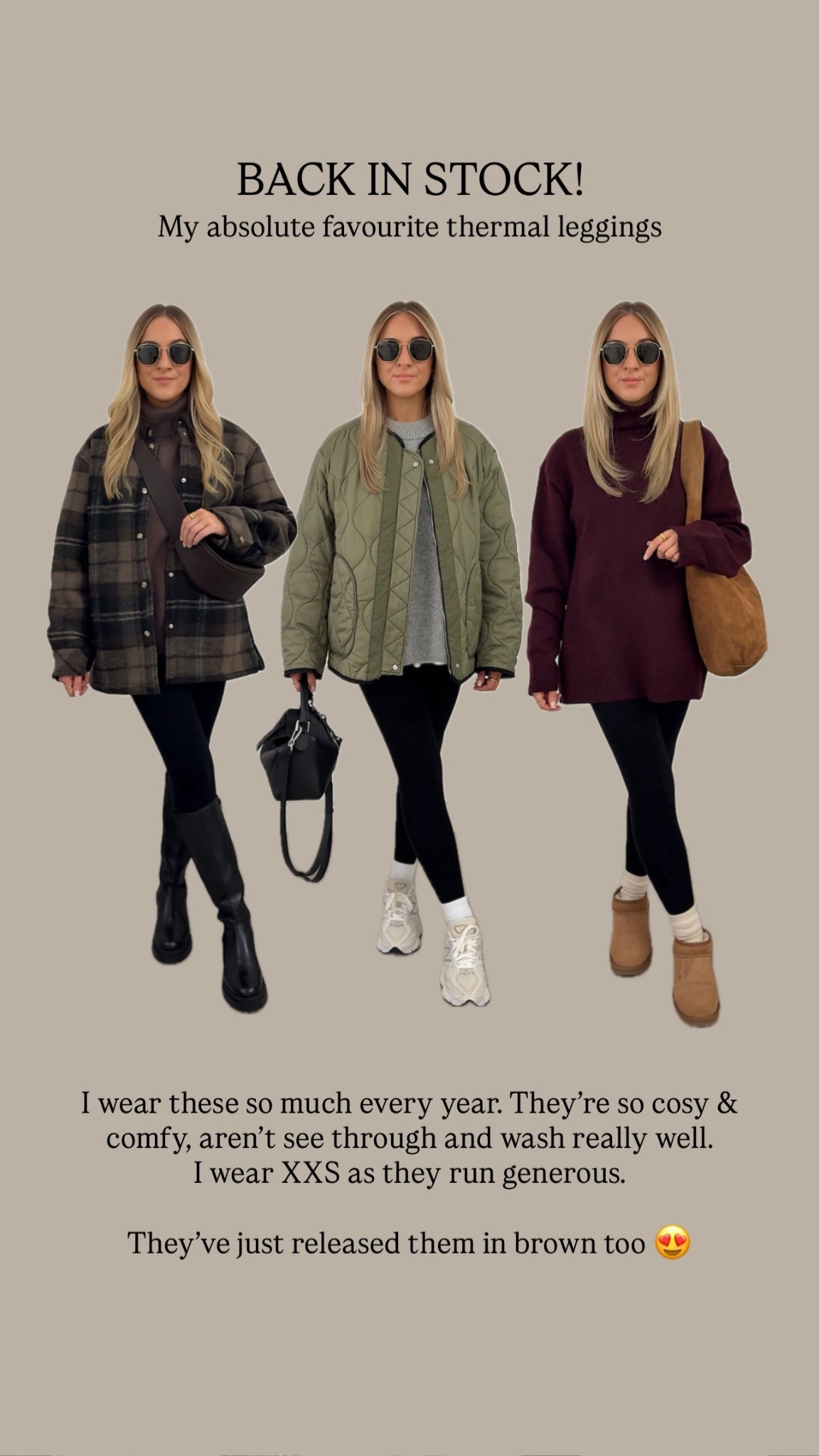 Back in stock! The best leggings 🙌🏻
Thermal, excellent quality and under £25! 
I wear XXS (size down!)


#LTKautumn #LTKsale #LTKwinter