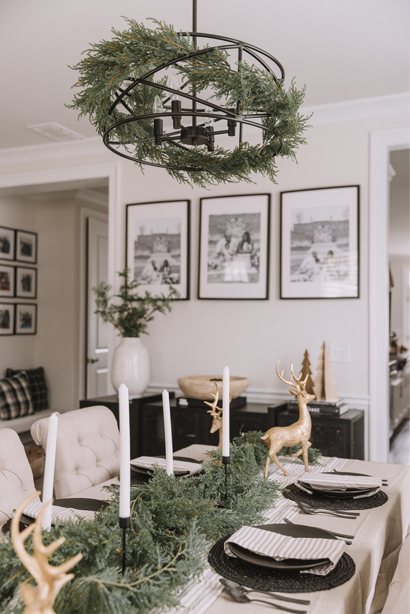 Dining table, dining room holiday decor. Holiday dining table setting. 

#LTKhome #LTKSeasonal #LTKHoliday