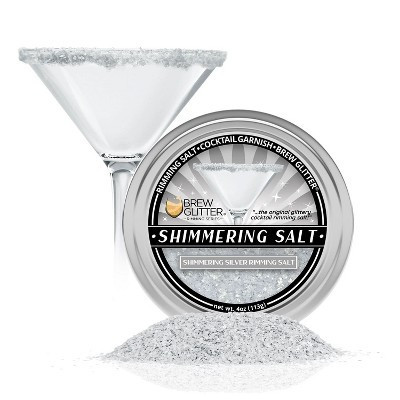 Brew Glitter Shimmering Silver Cocktail Glitter Rimming Salt (1x 4oz Tin) | Target
