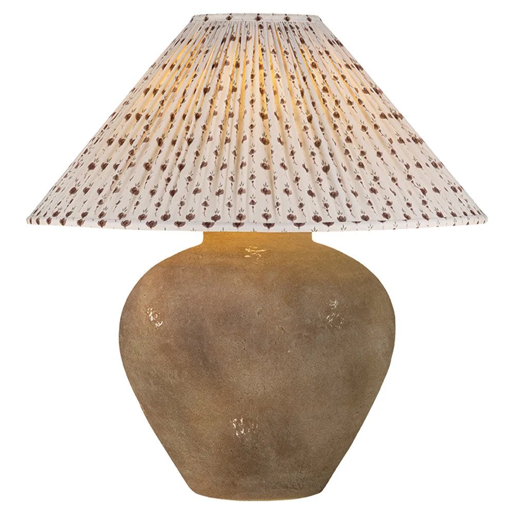 Callus Terracotta Red Ditsy Floral Pleated Shade Table Lamp | Kathy Kuo Home