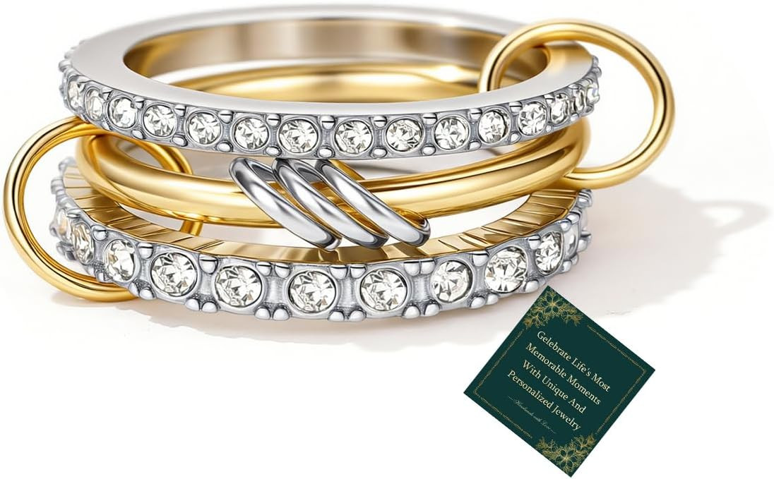 Chunky Gold and Silver Statement Rings Set for Women Gold Stackable Knot Rings Non Tarnish Vintag... | Amazon (US)