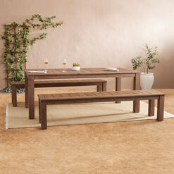 Beer Garden Acacia Wood and Metal 3 Piece Outdoor Dining Set | World Market