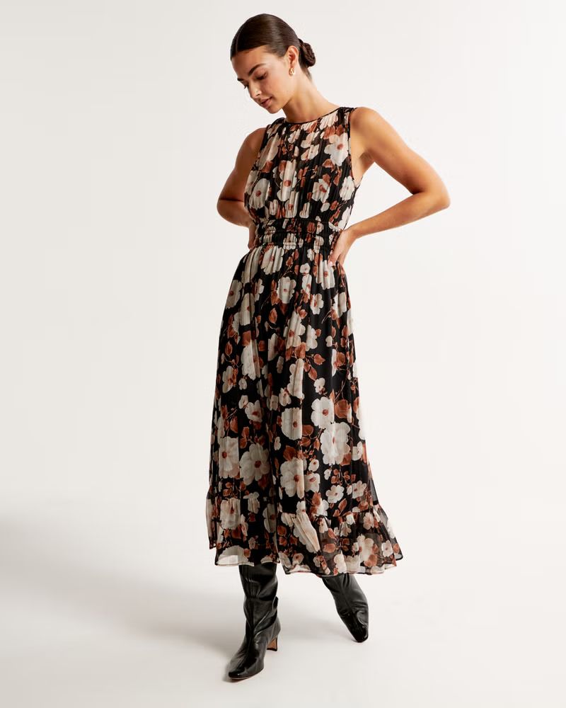 Easy High-Neck Midi Dress | Abercrombie & Fitch (US)