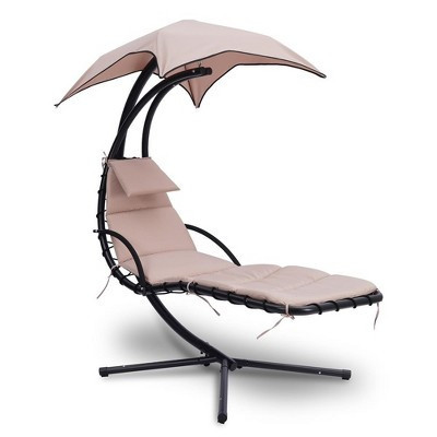 SereneLife Outdoor Swinging Chaise w/a Built-in Pillow and Removable Canopy UV Protection and Foam Covered Armrest | Target