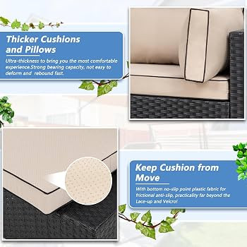 Shintenchi 7 Pieces Outdoor Patio Sectional Sofa Couch, Wicker Furniture Conversation Sets with W... | Amazon (US)