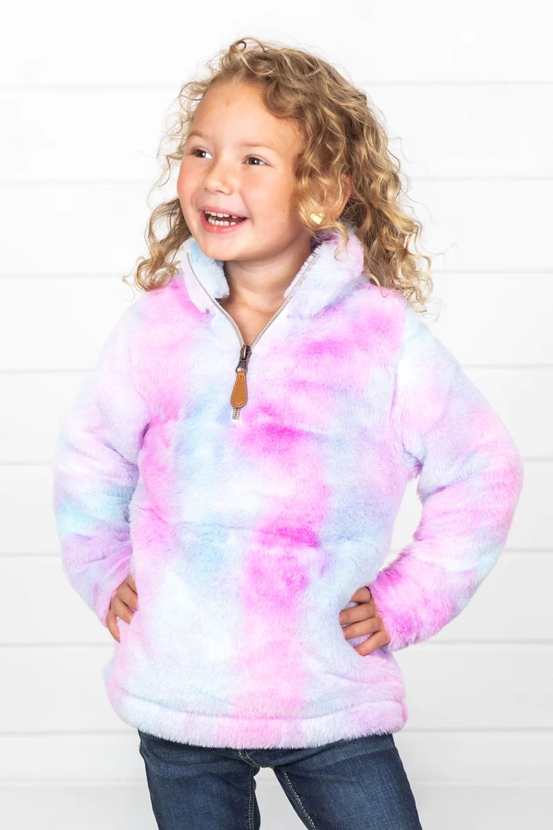 Can't Wait Mint/ Purple Kids Tie Dye Pullover | The Pink Lily Boutique