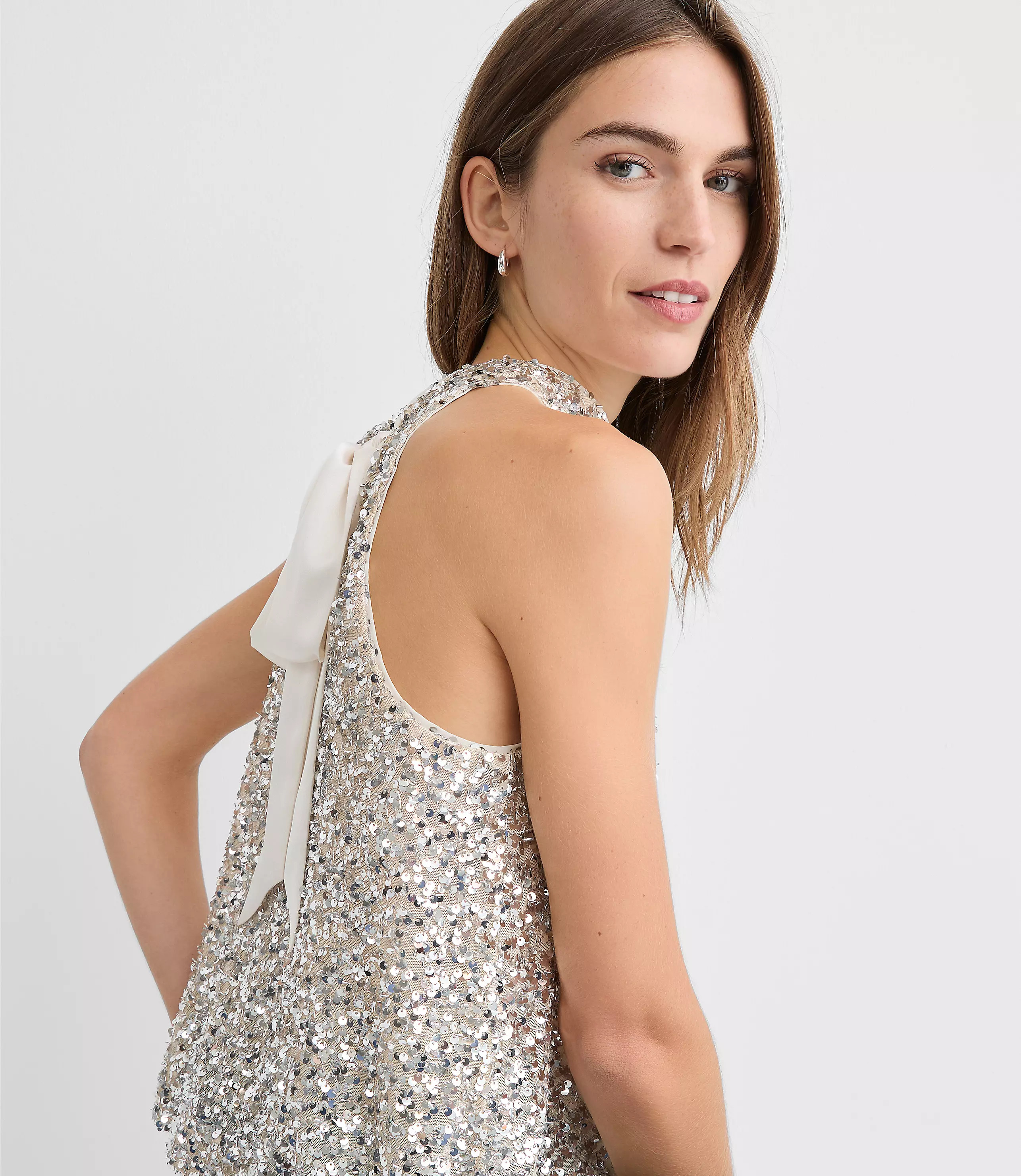Sequin Tie Back Halter Top | LOFT