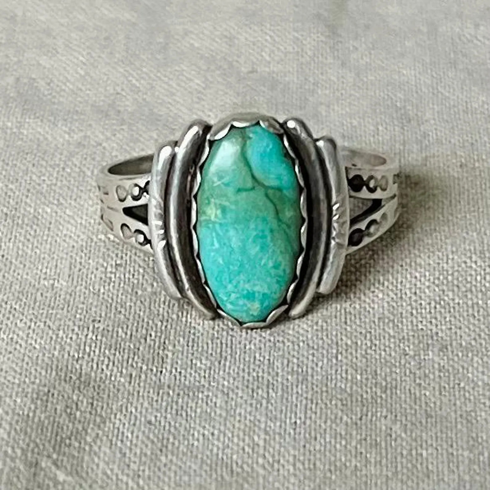 Vintage Sterling Silver Turquoise Ring | Petite Southwestern Split Shank Ring | Size 6.75 | Etsy (Global)