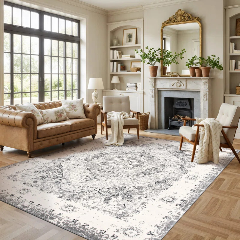 Barlow Performance Oriental Gray/Ivory/Black Indoor Rug | Wayfair North America