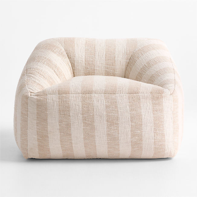 Stone Tan Striped Organic Cotton Kids Lounge Chair + Reviews | Crate & Kids | Crate & Barrel