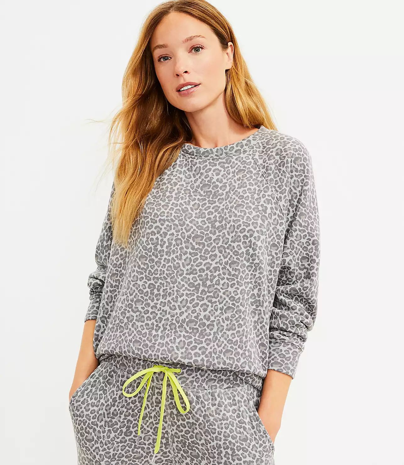 Lou & Grey Leopard Print Fluffy Fleece Sweatshirt | LOFT