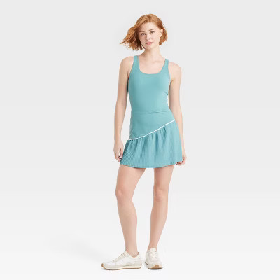 Women's Knit Asymmetrical Pleated Active Dress - JoyLab™ Teal Green XXL | Target