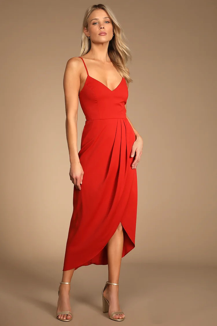 Reinette Rust Red Midi Dress | Lulus (US)