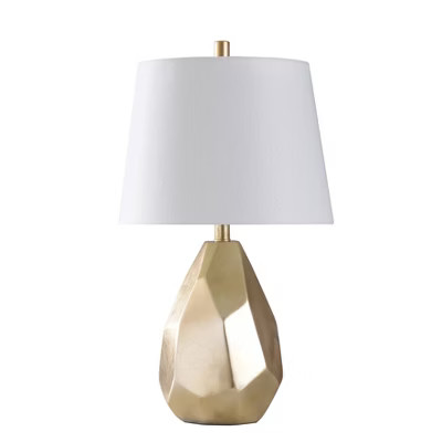 Declan Table Lamp Gold - StyleCraft: Polyresin, Brush Nickel Knobs, Linen Shade, UL Listed | Target