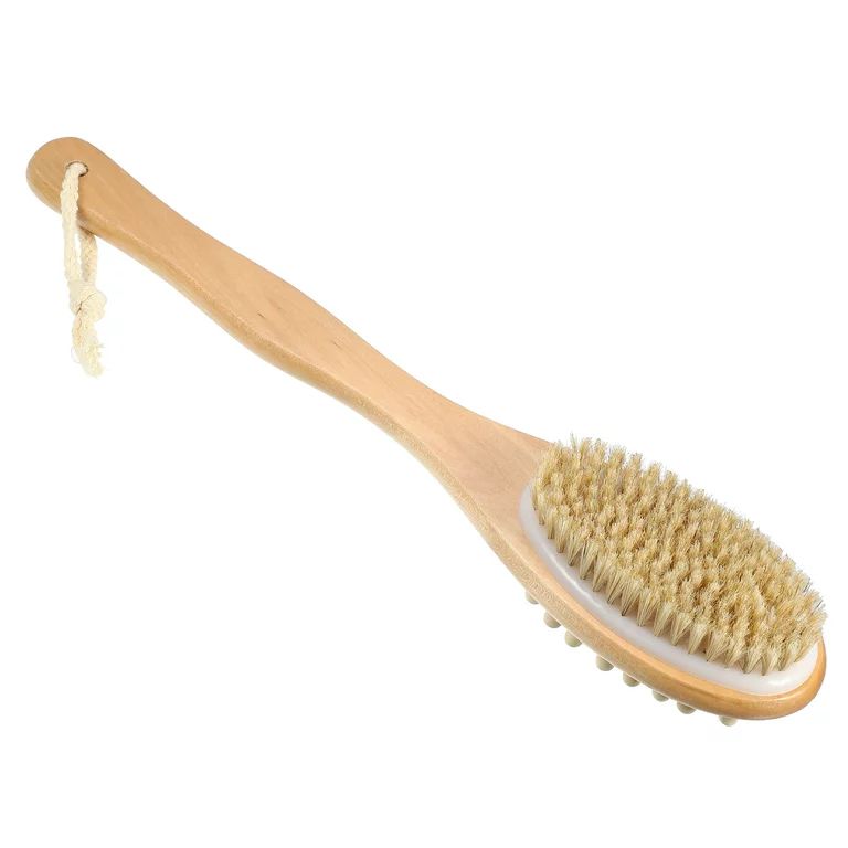 Unique Bargains 1 Pcs Wood Double Sided Bath Brush Back Scrubber for Shower 14.6 Inches Brown wit... | Walmart (US)