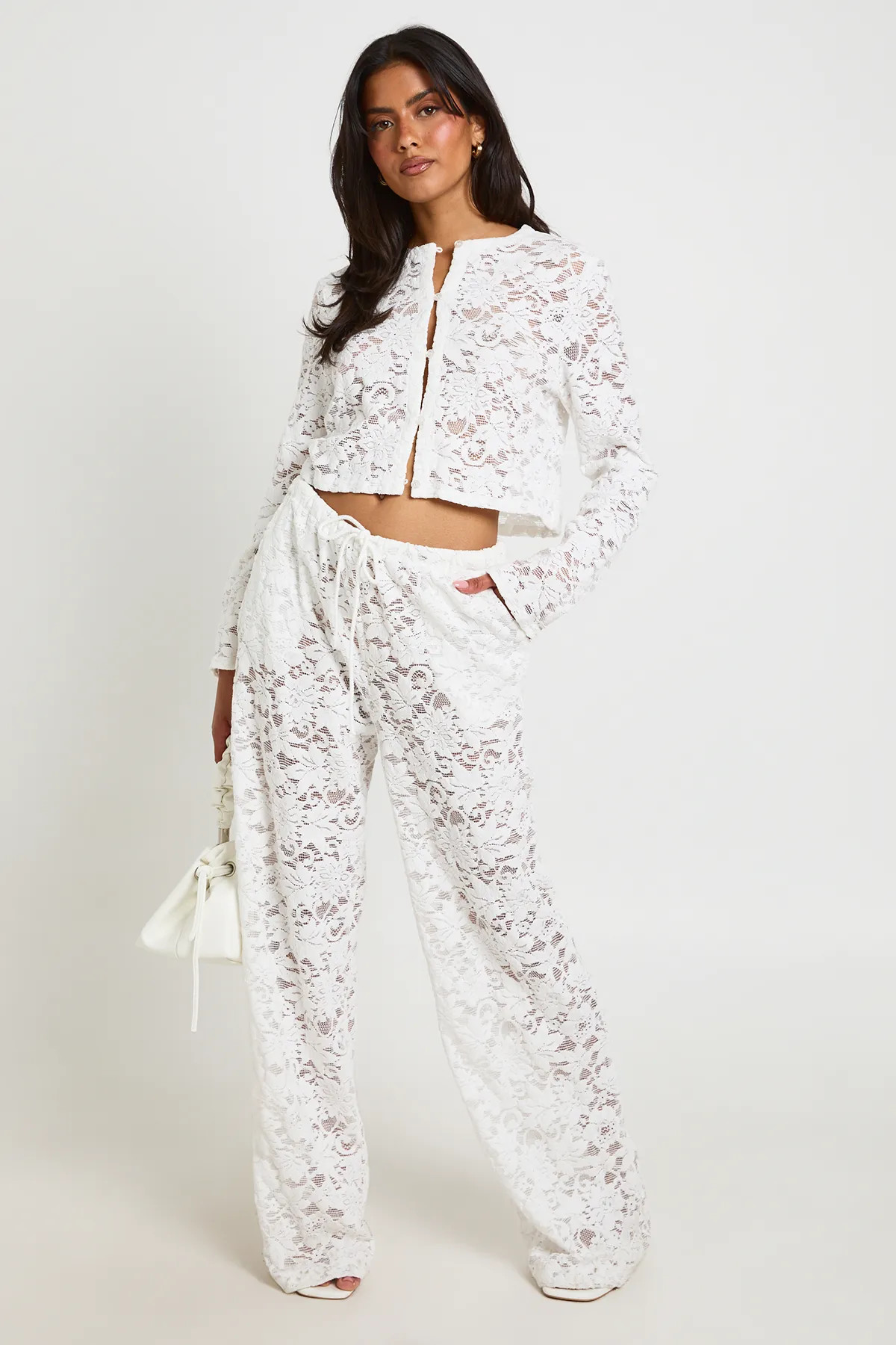 Lace Drawstring Waist Trouser | Boohoo.com (UK & IE)