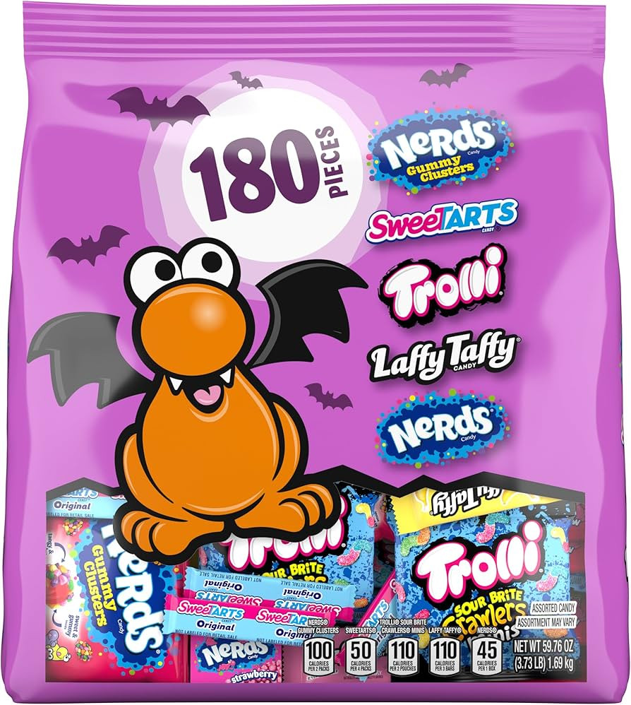 Halloween Candy Core Winners Trick-or-Treat Variety Bag, Nerds Gummy Clusters, Sweetarts, Trolli,... | Amazon (US)