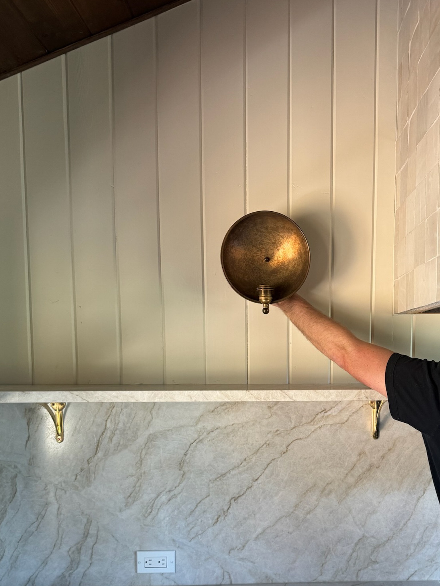 Kitchen lighting is going in! Loving the patina effect of these brass dish sconces

#LTKstyletip #LTKhome