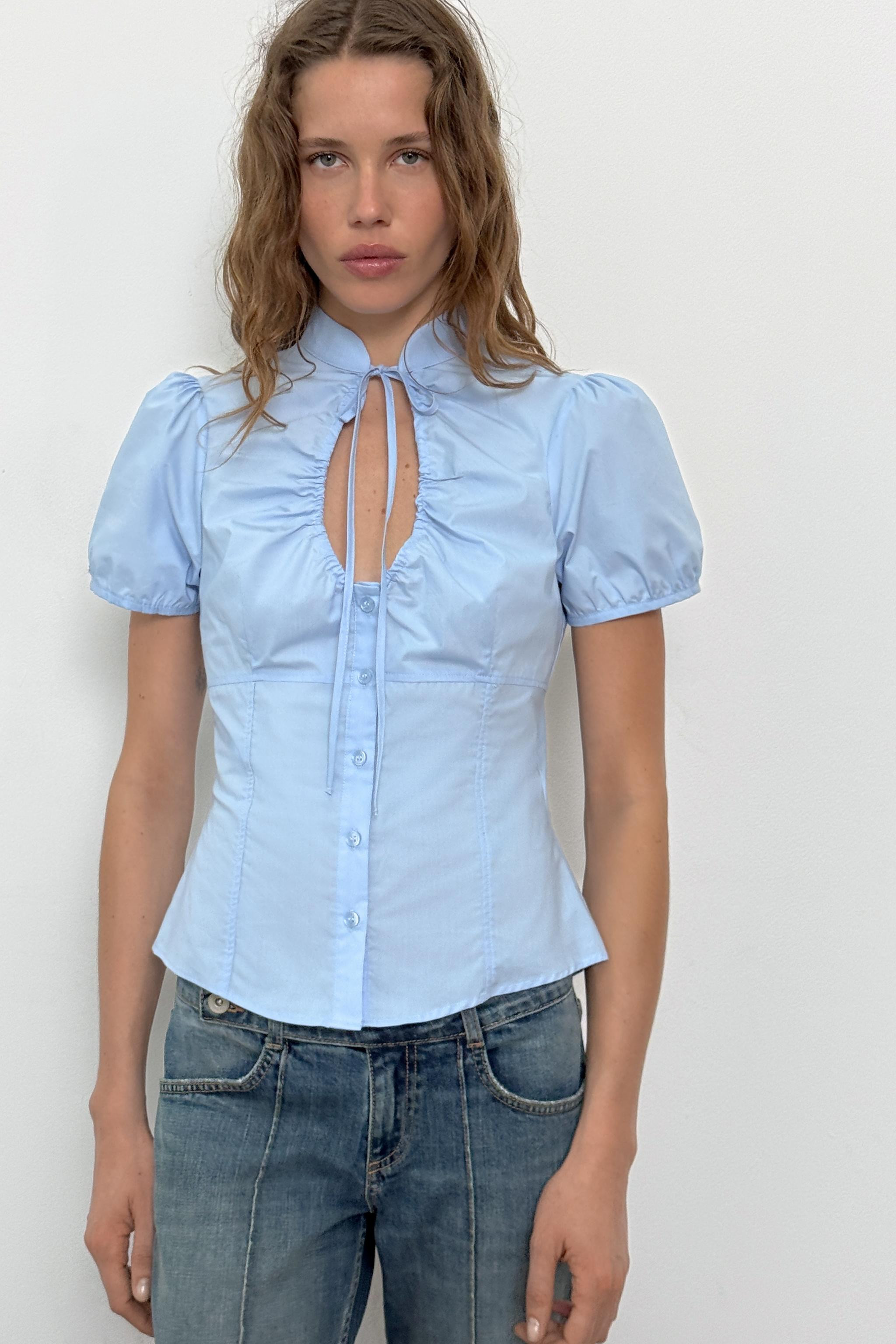 BOW POPLIN TOP | Zara Canada