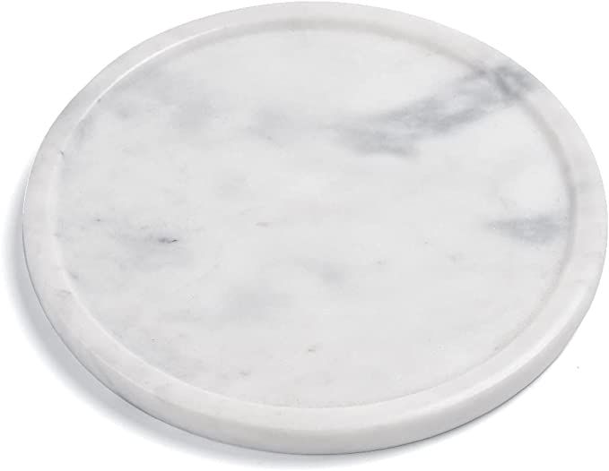 Moreast Natural Grey Marble Tray, Decorative Real Stone Round Tray, Genuine Marble Tray for Bathr... | Amazon (US)