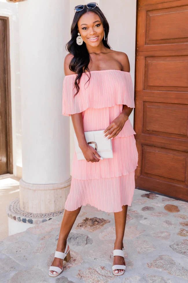 Pleat And Thank You Midi Blush FINAL SALE | The Pink Lily Boutique