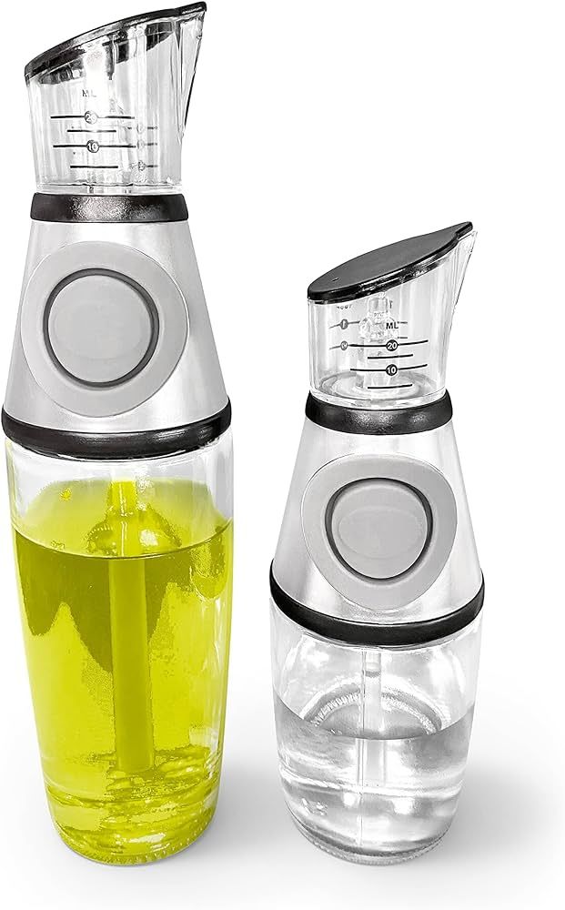 Oil and Vinegar Dispenser Set - with measuring cup - 18 oz & 10 oz glass Bottle Set - Ideal for C... | Amazon (US)
