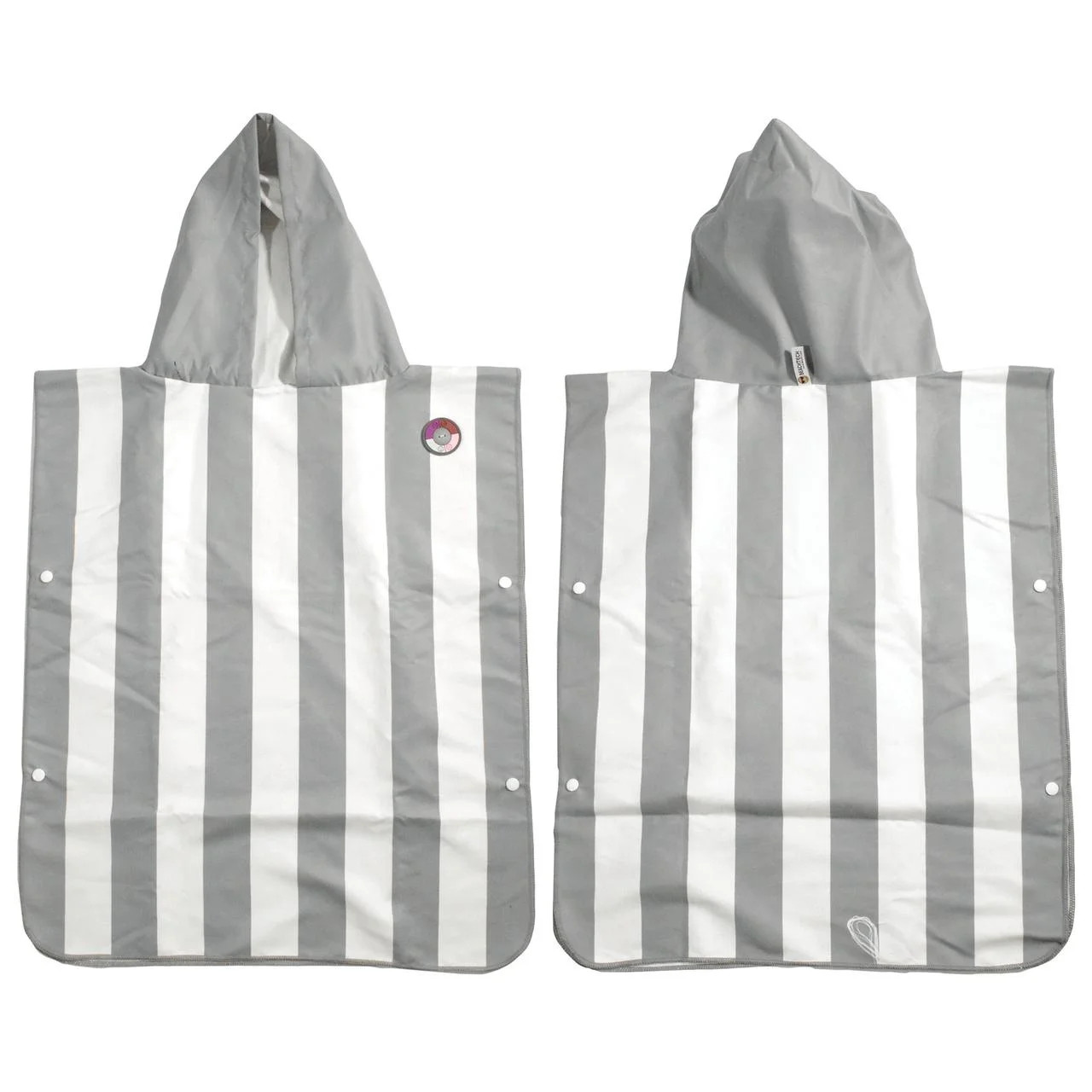 MinxNY Kids Hooded Microfiber Poncho Beach Towel Cover-up with UV Sensor - Grey Stripe | Walmart (US)