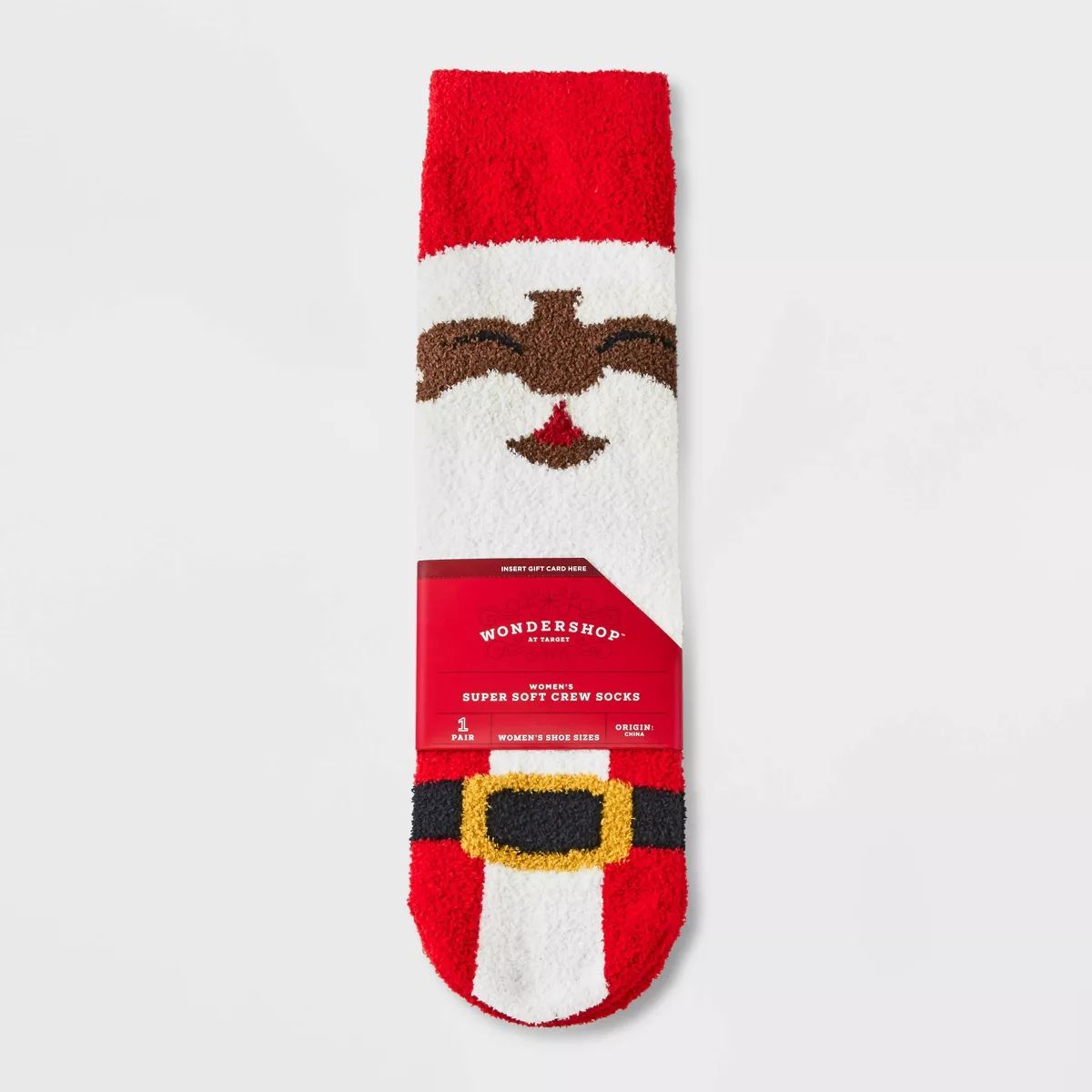 Women's Santa Cozy Crew Socks with Gift Card Holder - Wondershop™ Red 4-10 | Target