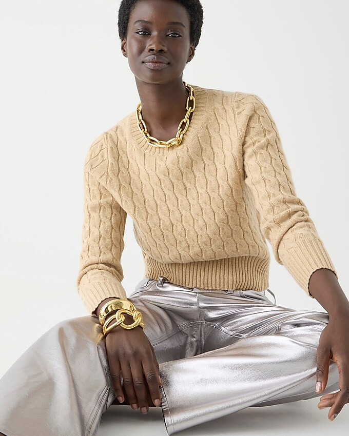 Cashmere shrunken cable-knit crewneck sweater with Lurex® threads | J. Crew US