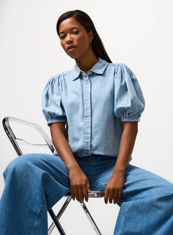 Light Blue Denim Volume Sleeve Shirt 6 | Tu Clothing