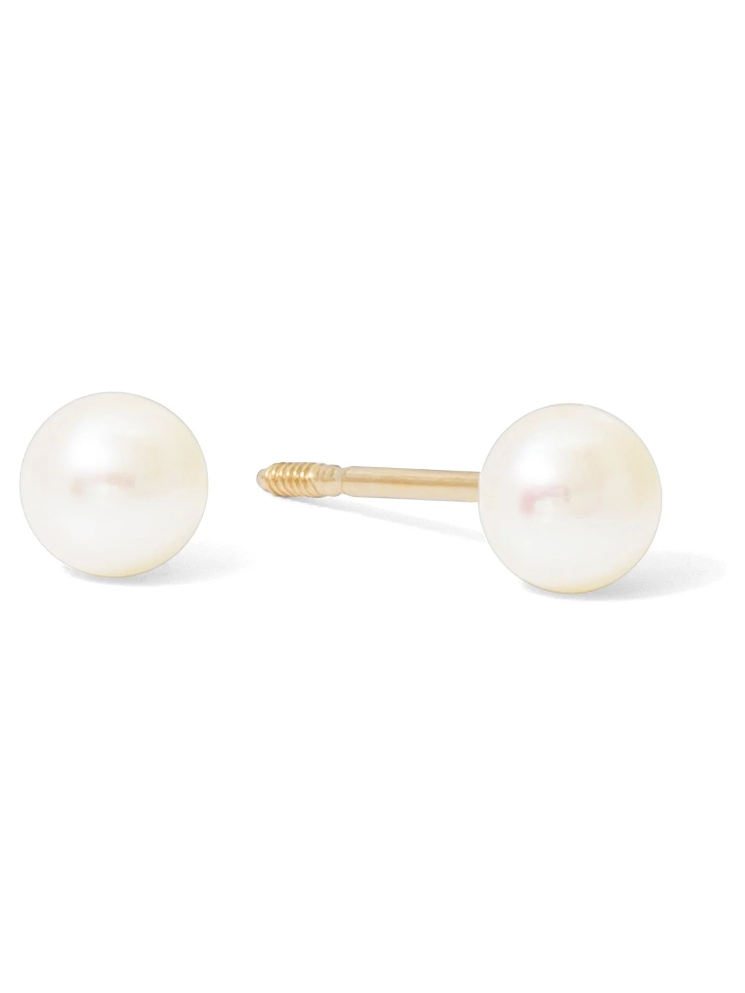 Brilliance Fine Jewelry Girl’s/Tween 14K Yellow Gold Button Pearl Stud Earrings - Walmart.com | Walmart (US)