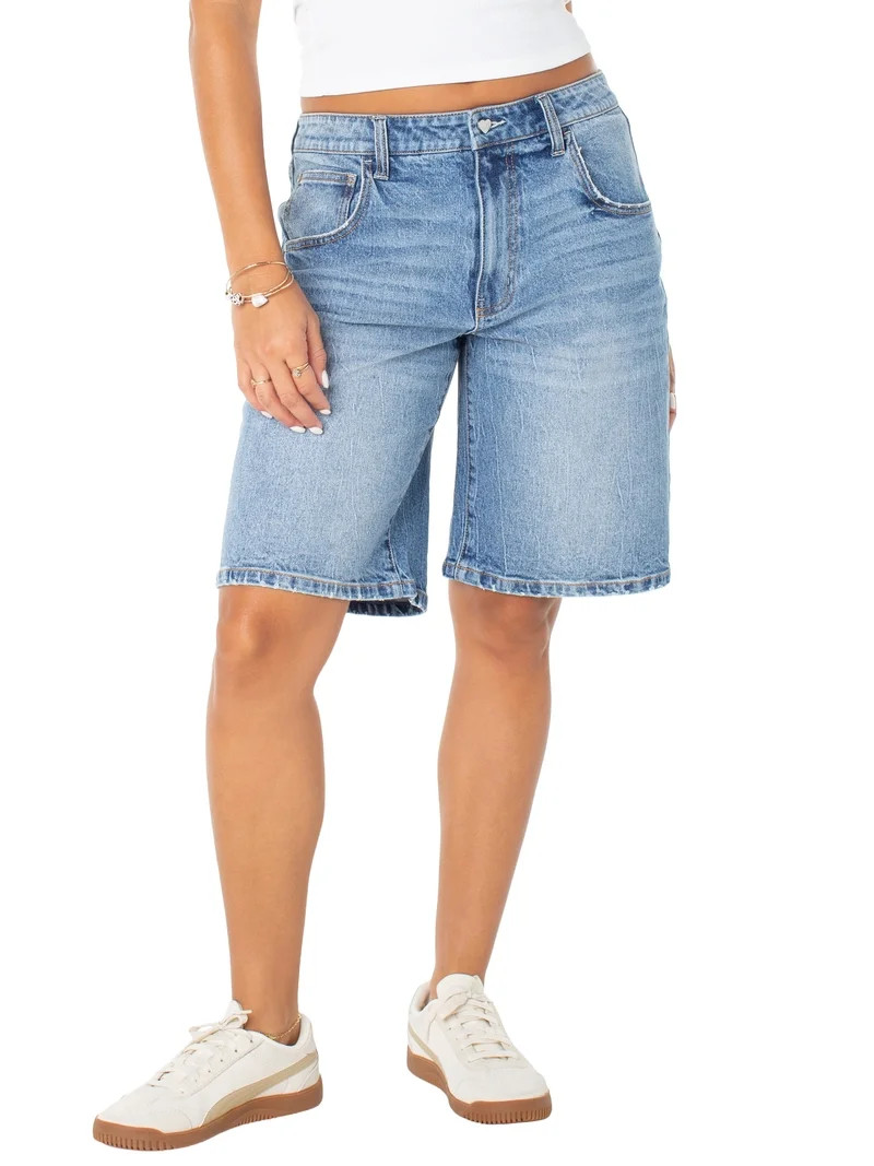 Celebrity Pink Women's and Women's Plus Relaxed Denim Jorts, Sizes XS-4X - Walmart.com | Walmart (US)
