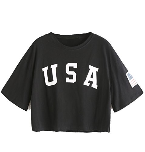SweatyRocks Women's Letter Print Crop Tops Summer Short Sleeve T-Shirt | Amazon (US)