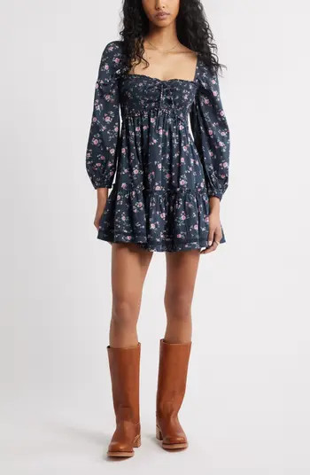 BP. Long Sleeve Fit & Flare Minidress | Nordstrom | Nordstrom