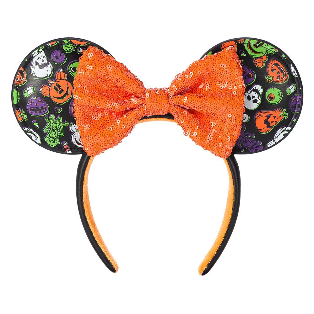 Minnie Mouse Glow-in-the-Dark Halloween Ear Headband with Sequined Bow for Adults | Disney Store