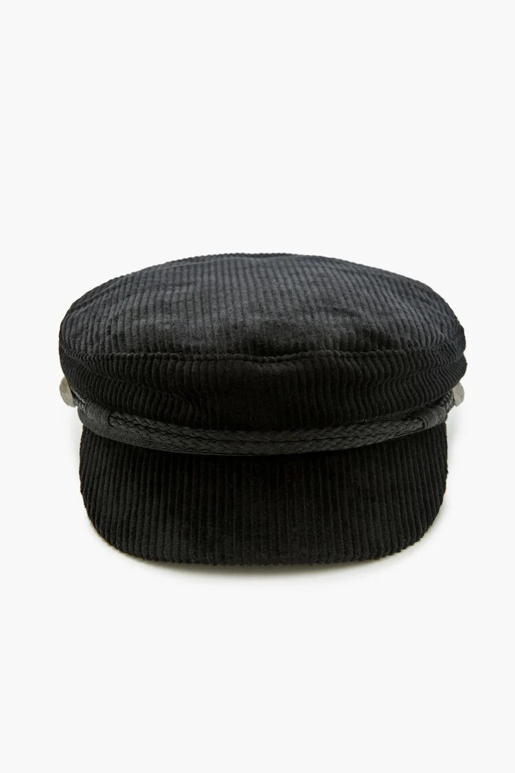 Corduroy Cabbie Hat in Black/Silver | Forever 21