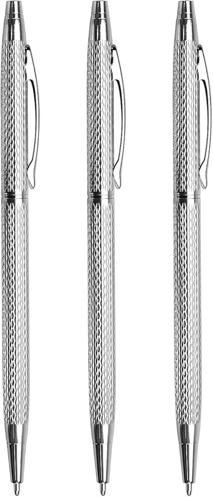 LONGKEY 3 Pack Slim Metallic Retractable Ballpoint Pens Black Ink, Nice Gift for Business Office ... | Amazon (US)