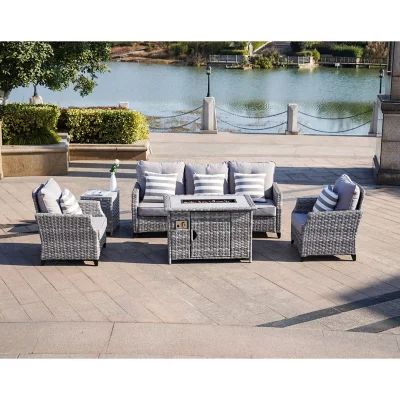Grice 5-Piece Wicker Patio Conversation Set with Gas Fire Pit Table | Sam's Club