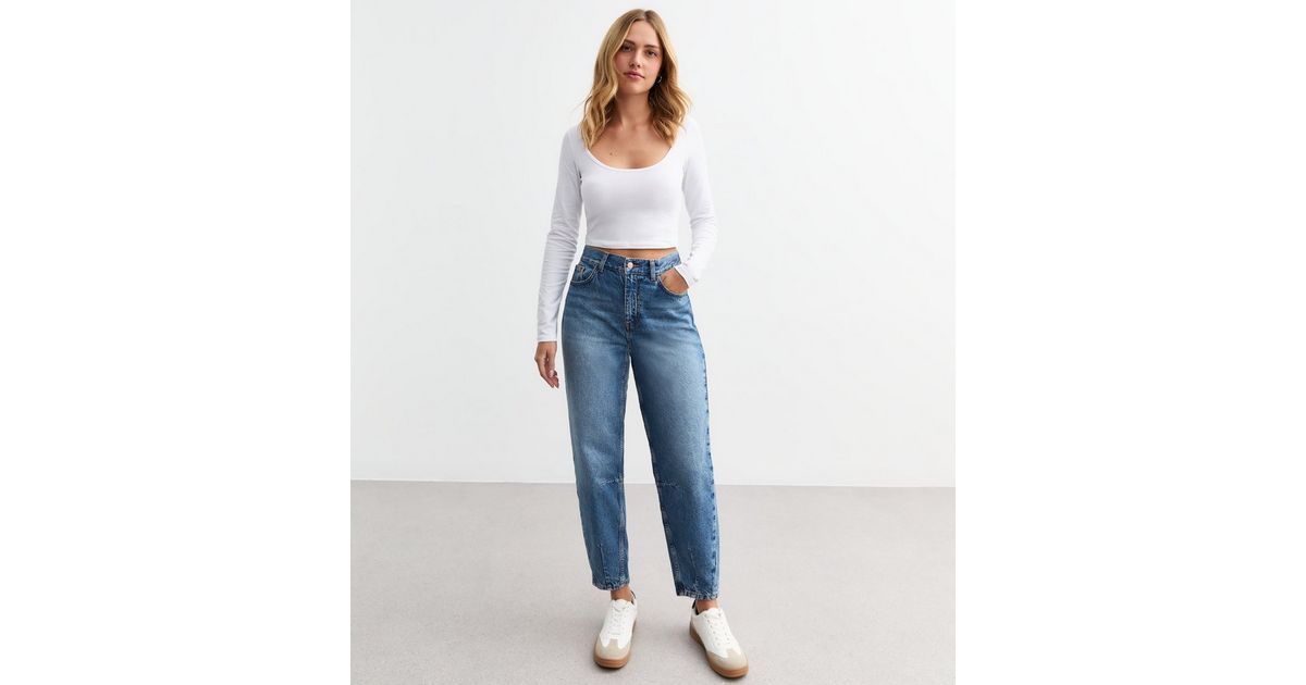 Blue Denim Barrel Leg Jeans | New Look | New Look (UK)