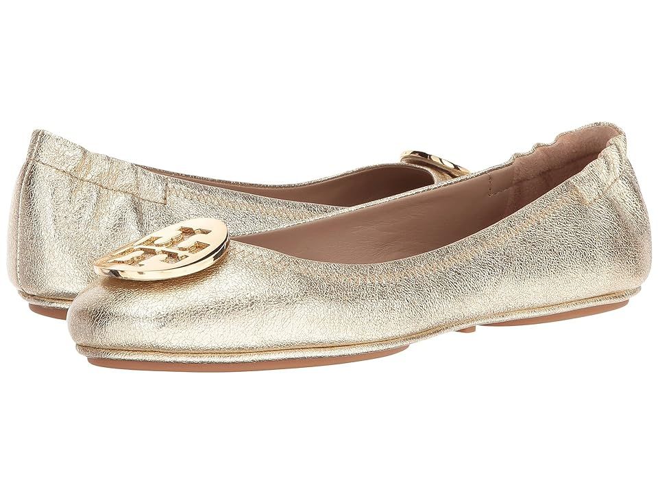 Tory Burch Minnie Travel Ballet Flat (Spark Gold) Women's Shoes | Zappos