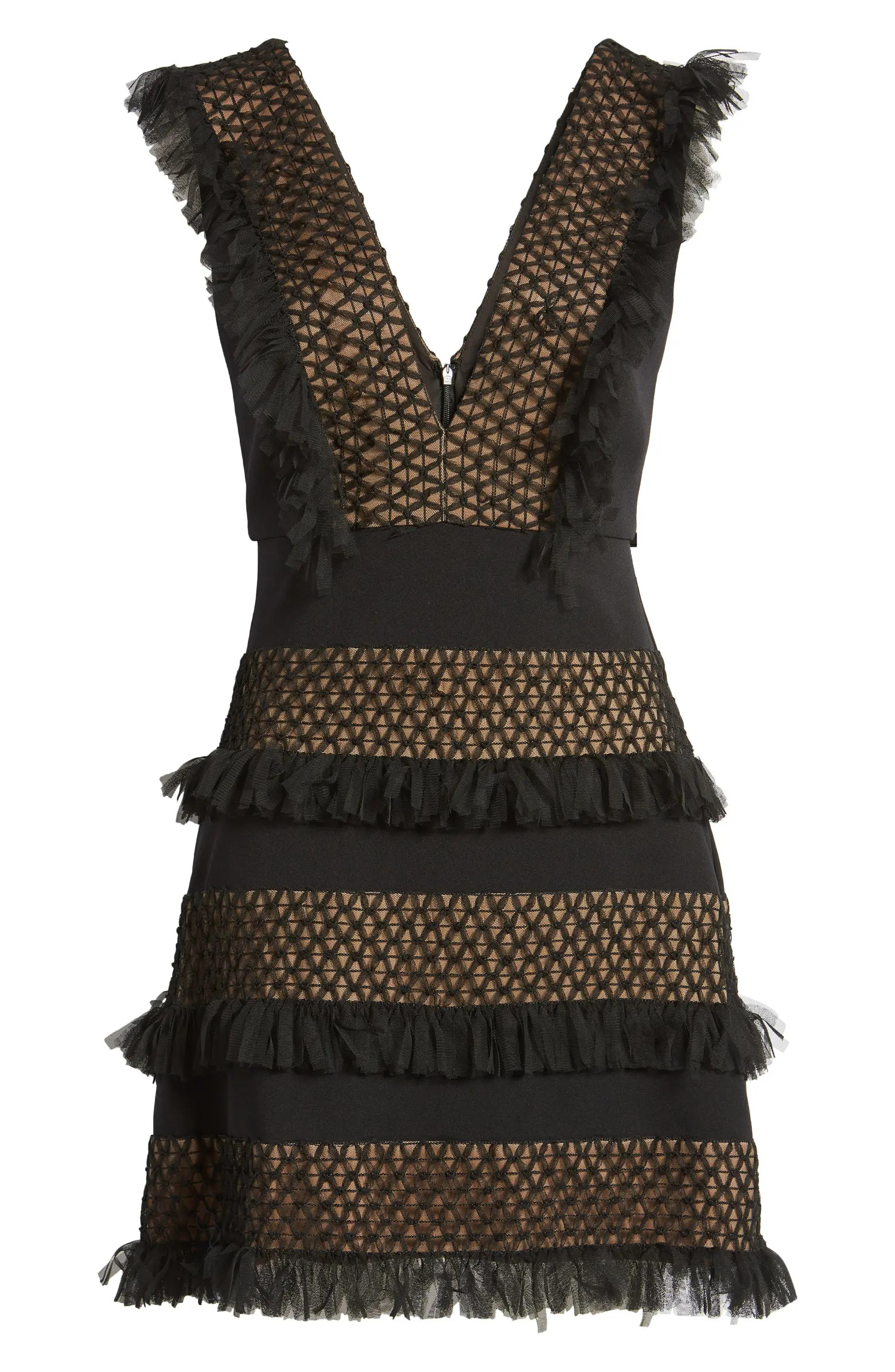 Plunge Neck Tiered Ruffle Cocktail Dress | Nordstrom