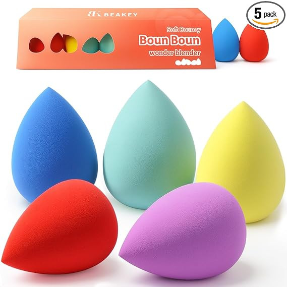 BEAKEY Makeup Sponge Set, 5 Pack Foundation Beauty Sponges & Soft Blenders | Micro Porous Low Abs... | Amazon (US)