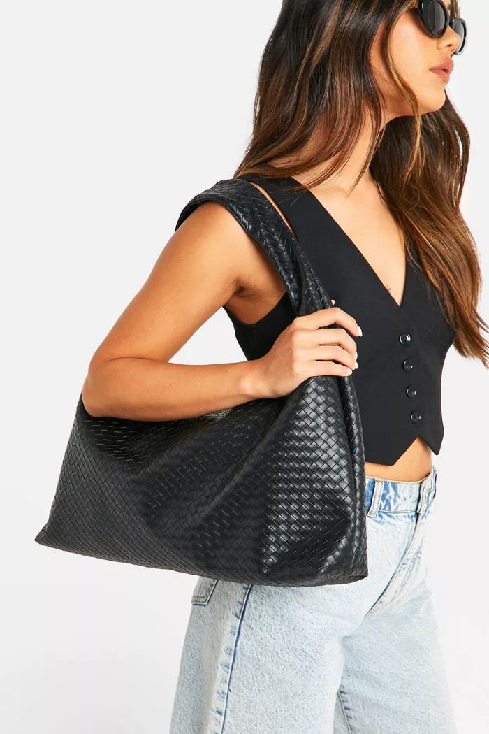 Oversized Woven Tote Bag | Boohoo.com (UK & IE)