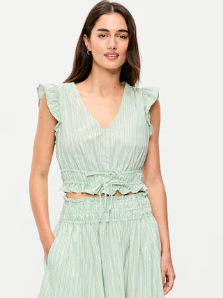 Flutter-Sleeve Poplin Top | Old Navy (US)